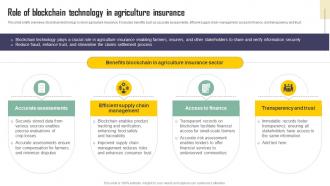 Role Of Blockchain Technology In Agriculture Insurance Exploring Blockchains Impact On Insurance BCT SS V