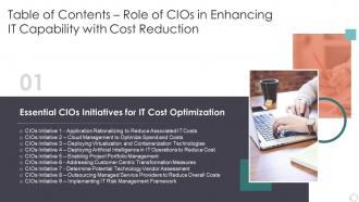 Role Of Cios In Enhancing It Capability With Cost Reduction Table Of Contents