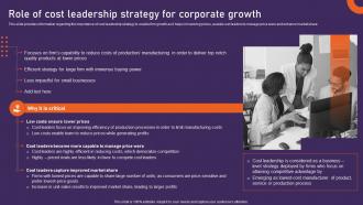 Role Of Cost Leadership Strategy For Corporate Growth Potential Initiatives For Upgrading Strategy Ss