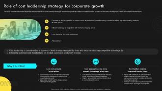Role Of Cost Leadership Strategy Strategic Corporate Management Gain Competitive Advantage