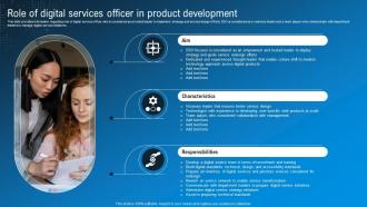 Role Of Digital Services Officer In Product Technological Advancement Playbook