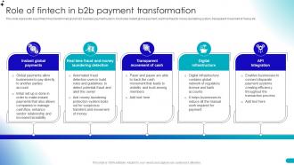 Role Of Fintech In B2b Payment Transformation Guide For Building B2b Ecommerce Management Strategies