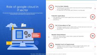 Role Of Google Cloud In It Sector Ppt Powerpoint Presentation Professional Show