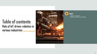 Role Of IoT Driven Robotics In Various Industries Powerpoint Presentation Slides IoT CD Best Editable