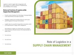 Role of logistics in a supply chain management