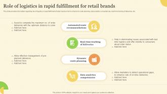 Role Of Logistics In Rapid Fulfillment For Retail Brands Developing Experiential Retail