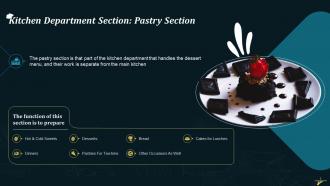 Role Of Pastry Section In Kitchen Department Training Ppt