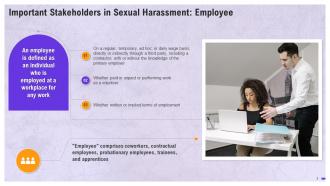 Role Of Stakeholders In Addressing Sexual Harassment Training Ppt Customizable Pre-designed