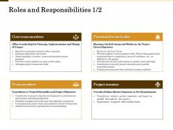 Roles and responsibilities coordinates team ppt powerpoint presentation pictures structure