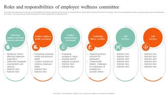 Roles And Responsibilities Employee Wellness Committee Action Develop Employee Value Proposition