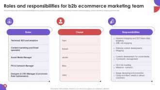 Roles And Responsibilities For B2B Ecommerce Business To Business E Commerce Management
