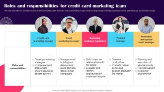Roles And Responsibilities For Credit Card Promotion Strategies To Advertise Credit Strategy SS V