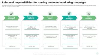 Roles And Responsibilities For Running Outbound Digital And Traditional Marketing Strategies MKT SS V