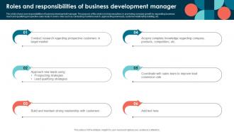 Roles And Responsibilities Of Business Development Manager
