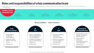 Roles And Responsibilities Of Crisis Communication Organizational Crisis Management For Preventing