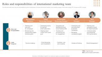 Roles And Responsibilities Of International Marketing Approaches To Enter Global Market MKT SS V