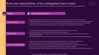 Roles And Responsibilities Of Key Management Team Ornaments Photography Business BP SS Content Ready