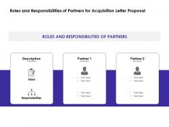 Roles and responsibilities of partners for acquisition letter proposal ppt slides