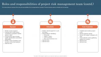 Roles And Responsibilities Of Project Risk Management Team Project Risk Management And Mitigation Multipurpose Professional