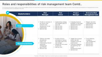 Roles And Responsibilities Of Risk Management Team Developing Risk Management