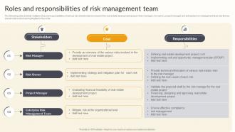 Roles And Responsibilities Of Risk Management Team Effective Risk Management Strategies