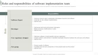 Roles And Responsibilities Of Software Implementation Team Business Software Deployment Strategic