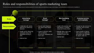 Roles And Responsibilities Of Sports Marketing Team Comprehensive Guide To Sports