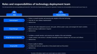 Roles And Responsibilities Of Technology Deployment Plan To Improve Organizations