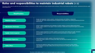 Roles And Responsibilities To Maintain Industrial Robotic Integration In Industries IT