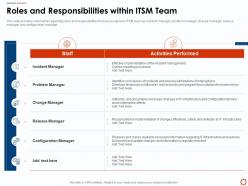 Roles And Responsibilities Within Itsm Team Agile Service Management With ITIL Ppt Topics