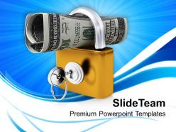 Roll of american dollars in padlock powerpoint templates ppt themes and graphics 0213