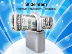 Roll of us dollars in padlock powerpoint templates ppt themes and graphics 0213