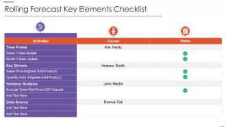 Rolling Forecast Key Elements Checklist