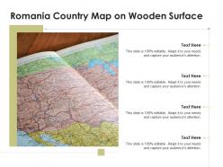 Romania country map on wooden surface