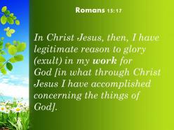 Romans 15 17 jesus in my service to god powerpoint church sermon