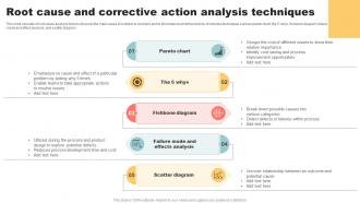 Root Cause And Corrective Action Analysis Techniques