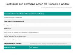 Root cause and corrective action for production incident