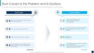 Root Causes To The Problem And Its Solutions ISO 9001 Quality Management Ppt Themes
