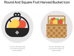 Round and square fruit harvest bucket icon