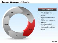 Round arrows 5 levels powerpoint slides templates