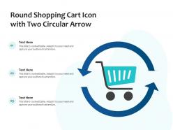 Round shopping cart icon with two circular arrow