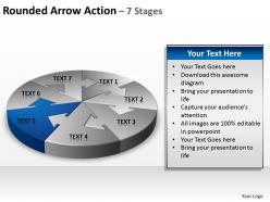 Rounded arrow action 7 stages powerpoint diagrams presentation slides graphics 0912