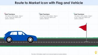 Route to market icon with flag and vehicle