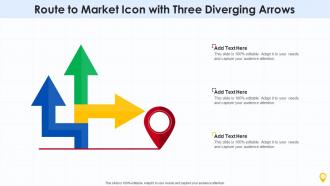 Route to market icon with three diverging arrows