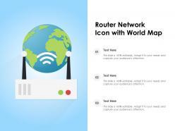 Router network icon with world map