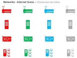 Router server hard disk server connection ppt icons graphics
