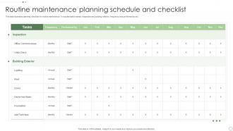 Routine Maintenance Planning Schedule And Checklist