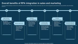 RPA Adoption Strategy Overall Benefits Of RPA Integration In Sales And Marketing