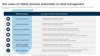 RPA Adoption Strategy Use Cases Of Robotic Process Automation In Retail Management