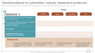 RPA For Shipping And Logistics Transformational To Automation Maturity Assessment Scorecard